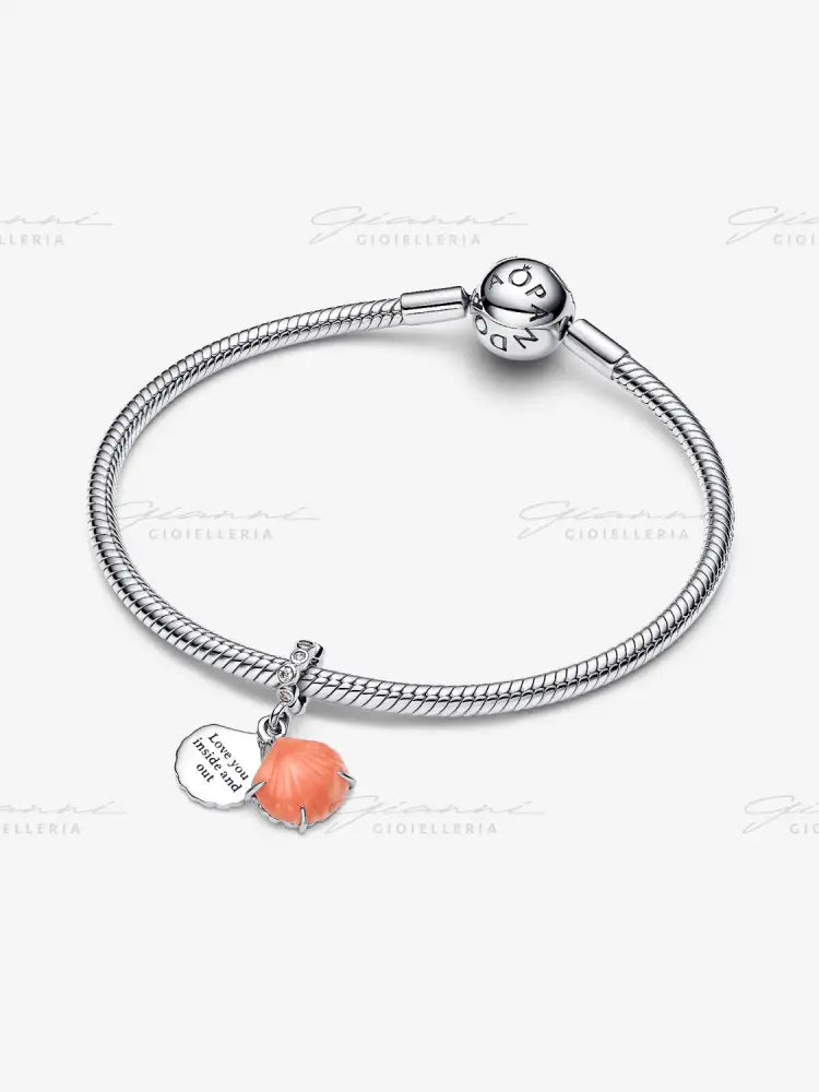 Charm Pandora - Pendente Doppio Conchiglia Color Corallo Charm