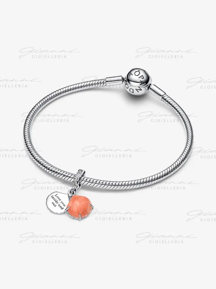 Charm Pandora - Pendente Doppio Conchiglia Color Corallo Charm