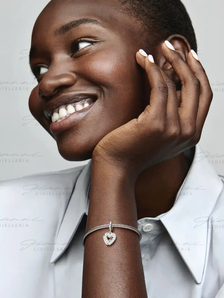 Charm Pandora - Pendente Doppio Cuore con Perle d’Acqua Dolce Coltivate Charm