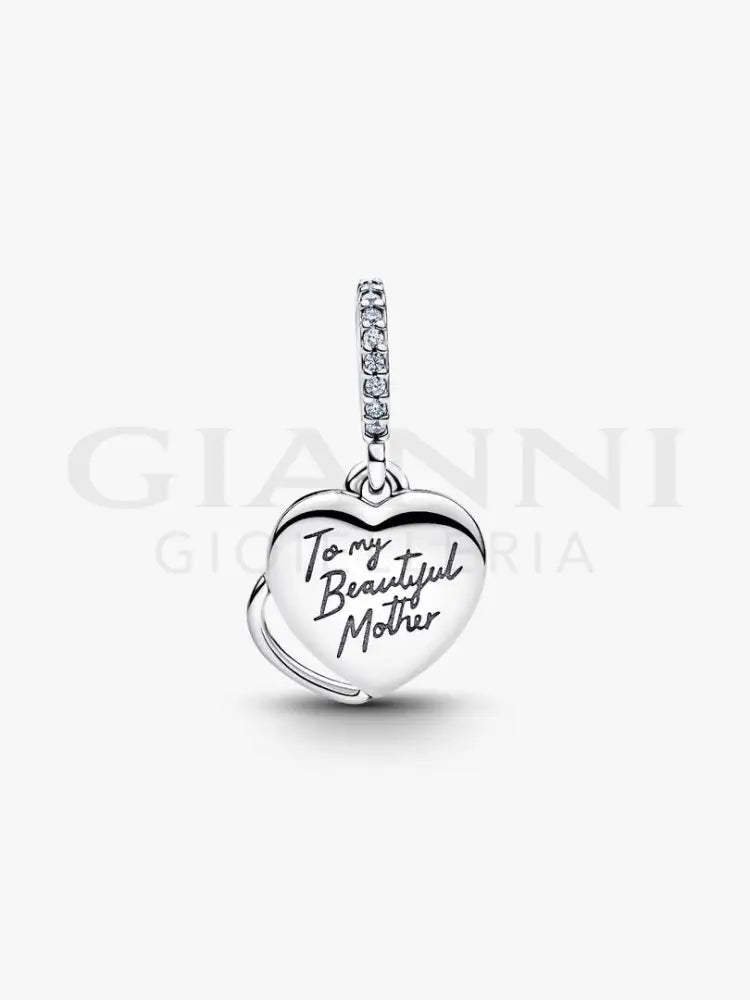 Charm Pandora - Pendente Doppio Cuore Mamma Sei Bellissima - Charm