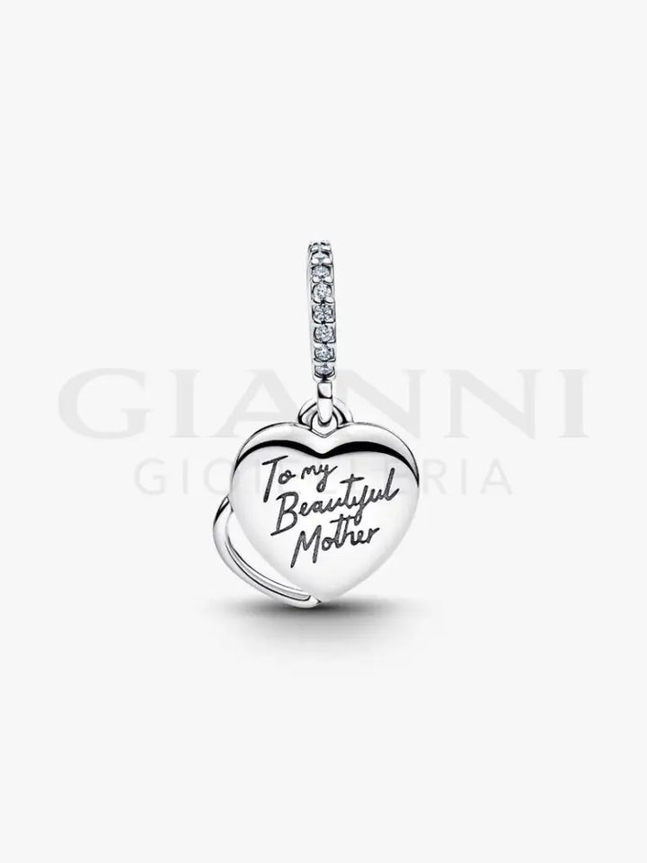 Charm Pandora - Pendente Doppio Cuore Mamma Sei Bellissima - Charm