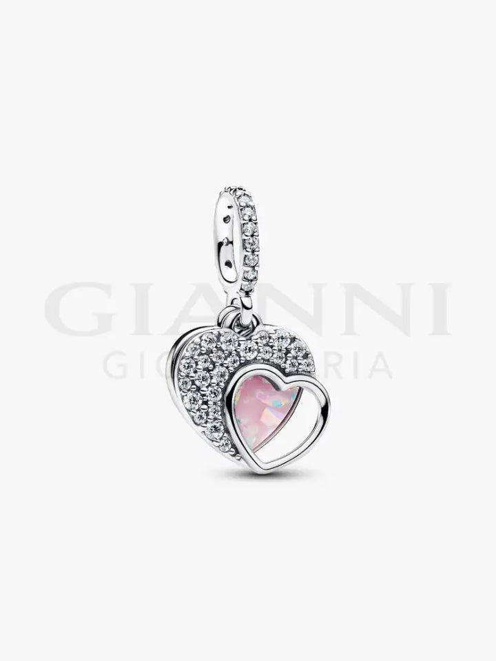 Charm Pandora - Pendente Doppio Cuore Mamma Sei Bellissima - Charm