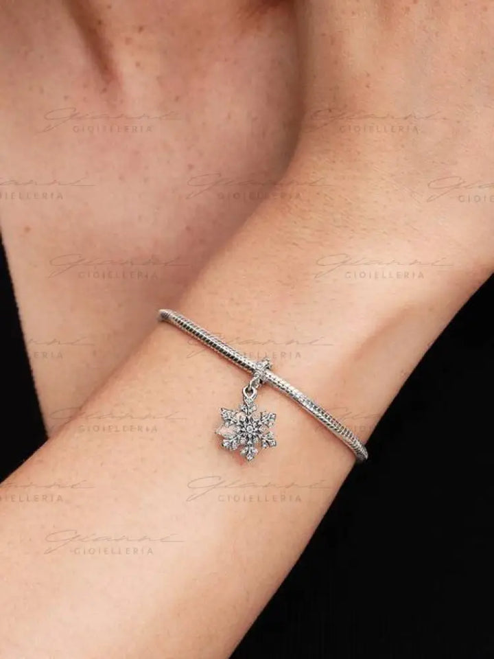 Charm Pandora - Pendente Doppio Fiocco di Neve Opalescente Charm