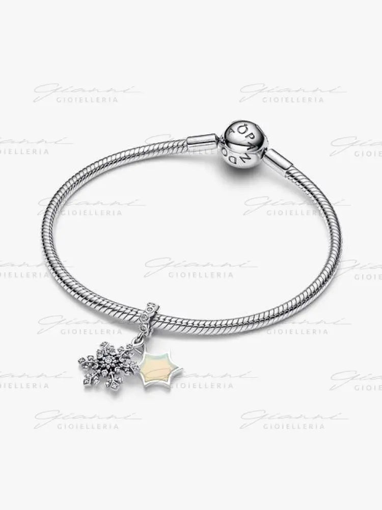 Charm Pandora - Pendente Doppio Fiocco di Neve Opalescente Charm