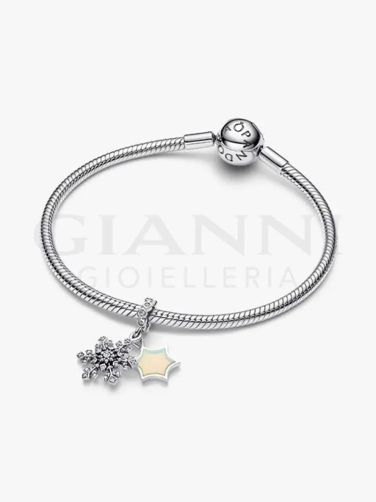 Charm Pandora - Pendente Doppio Fiocco di Neve Opalescente Charm