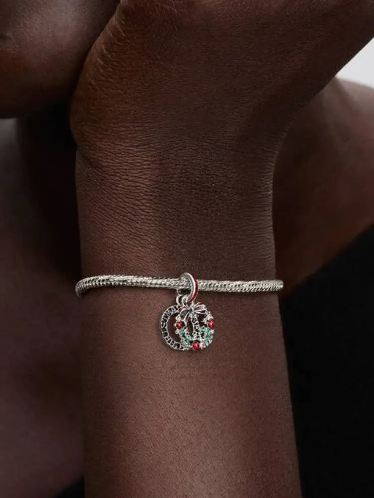 Charm Pandora - Pendente Doppio Ghirlanda di Natale Charm