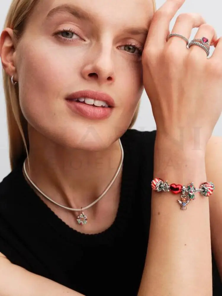 Charm Pandora - Pendente Doppio Ghirlanda di Natale Charm