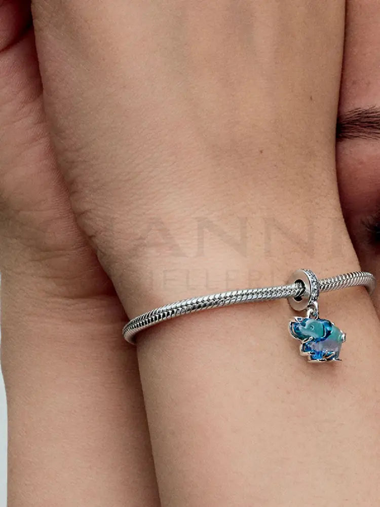 Charm Pandora - Pendente Elefante Vetro di Murano Blu Charm