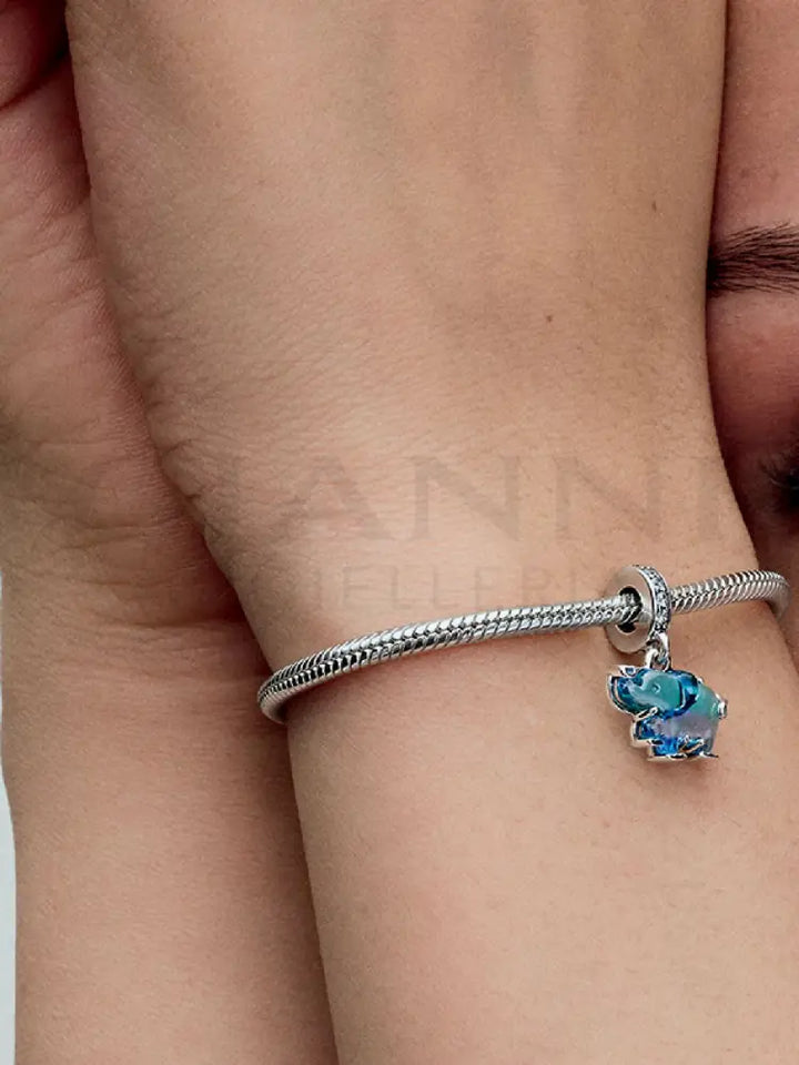 Charm Pandora - Pendente Elefante Vetro di Murano Blu Charm