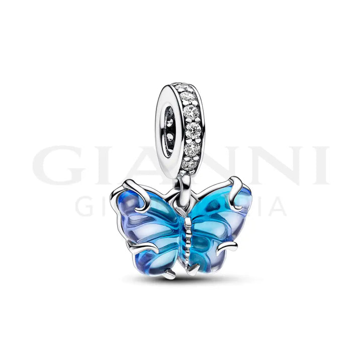 Charm Pandora - Pendente Farfalla Vetro di Murano Blu Charm