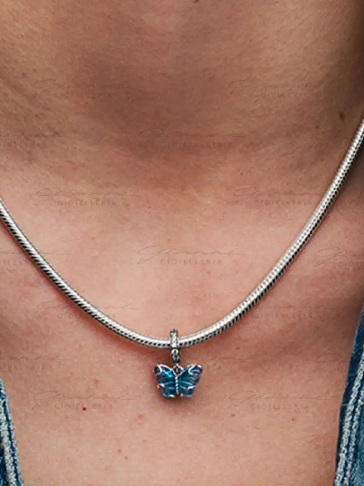 Charm Pandora - Pendente Farfalla Vetro di Murano Blu Charm