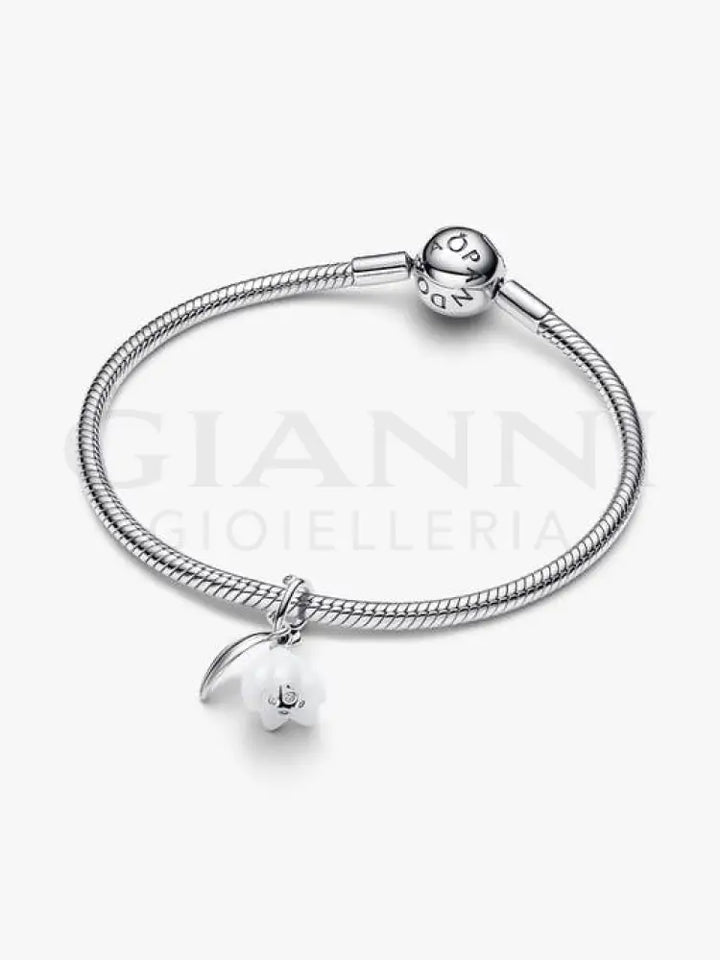 Charm Pandora - Pendente Fiore Bucaneve Vetro di Murano Charm