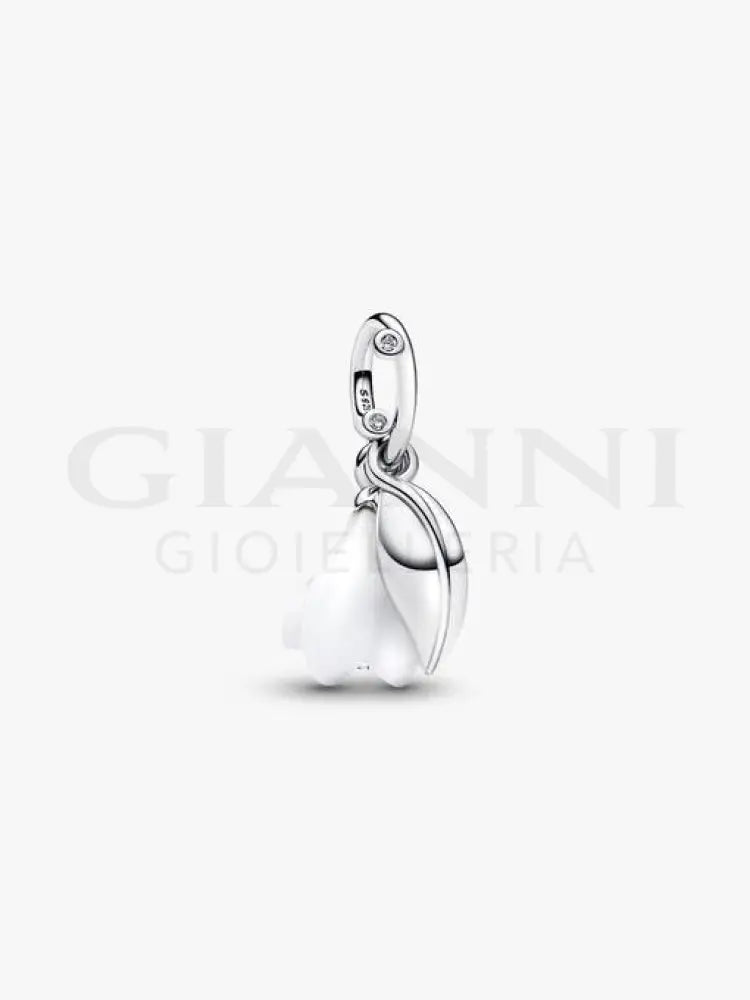 Charm Pandora - Pendente Fiore Bucaneve Vetro di Murano Charm