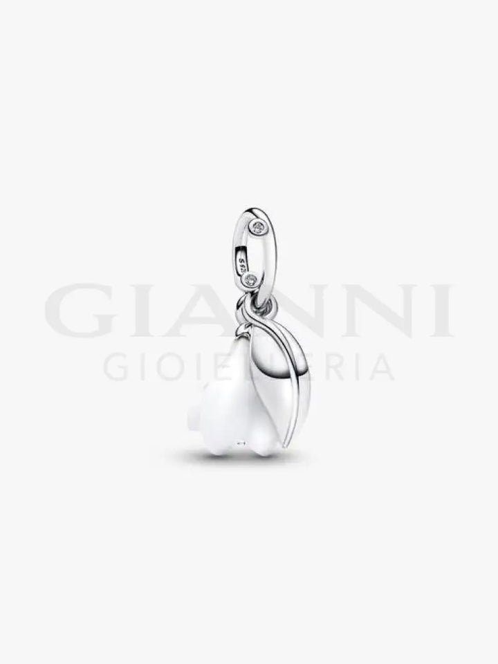 Charm Pandora - Pendente Fiore Bucaneve Vetro di Murano Charm