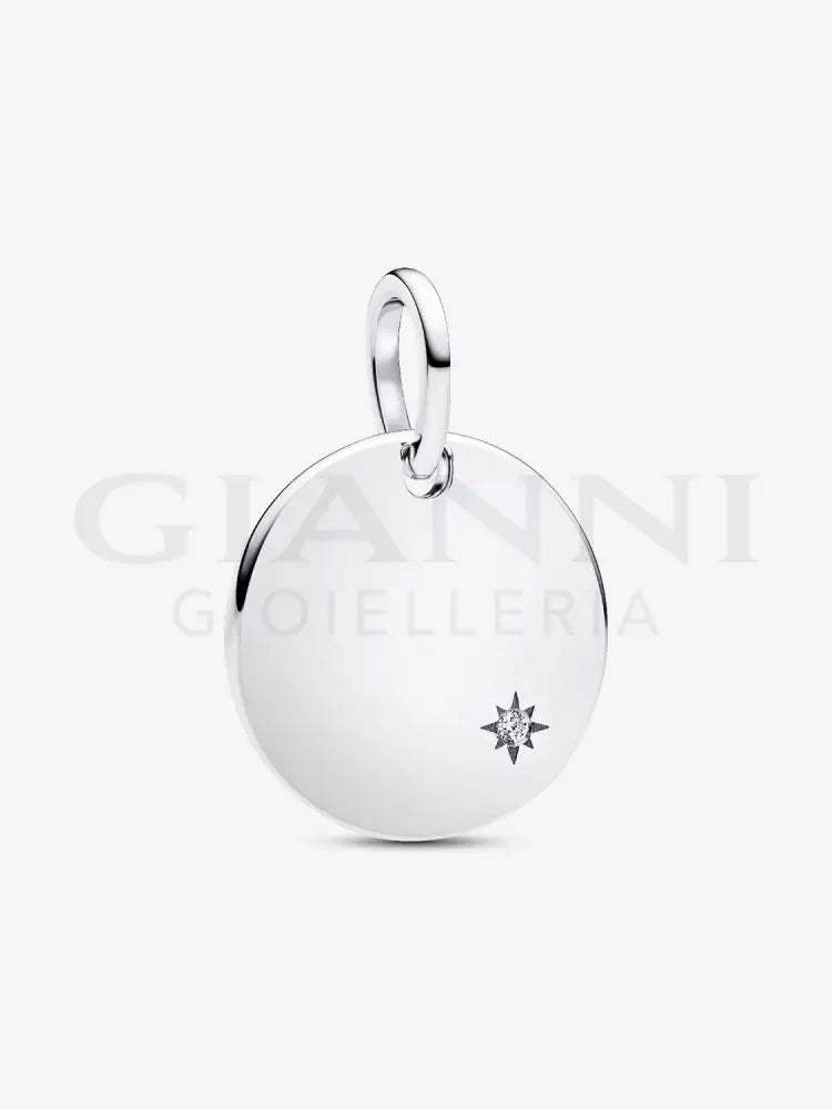 Charm Pandora - Pendente Medaglia con diamante creato in laboratorio da incidere Charm