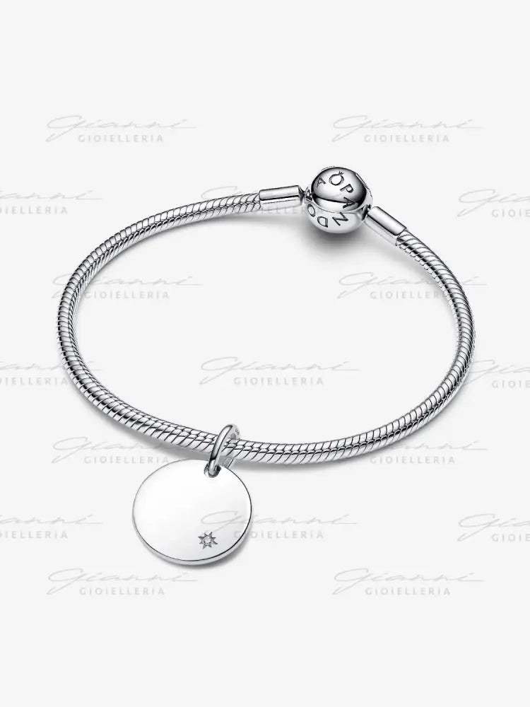 Charm Pandora - Pendente Medaglia con diamante creato in laboratorio da incidere Charm