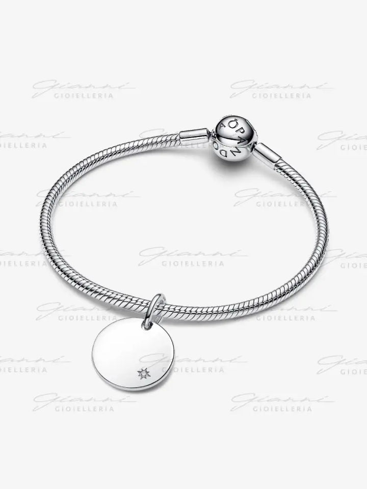 Charm Pandora - Pendente Medaglia con diamante creato in laboratorio da incidere Charm
