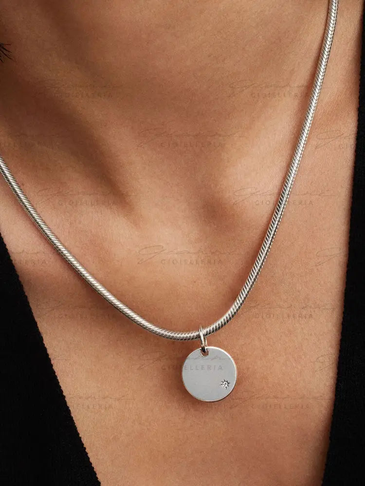 Charm Pandora - Pendente Medaglia con diamante creato in laboratorio da incidere Charm