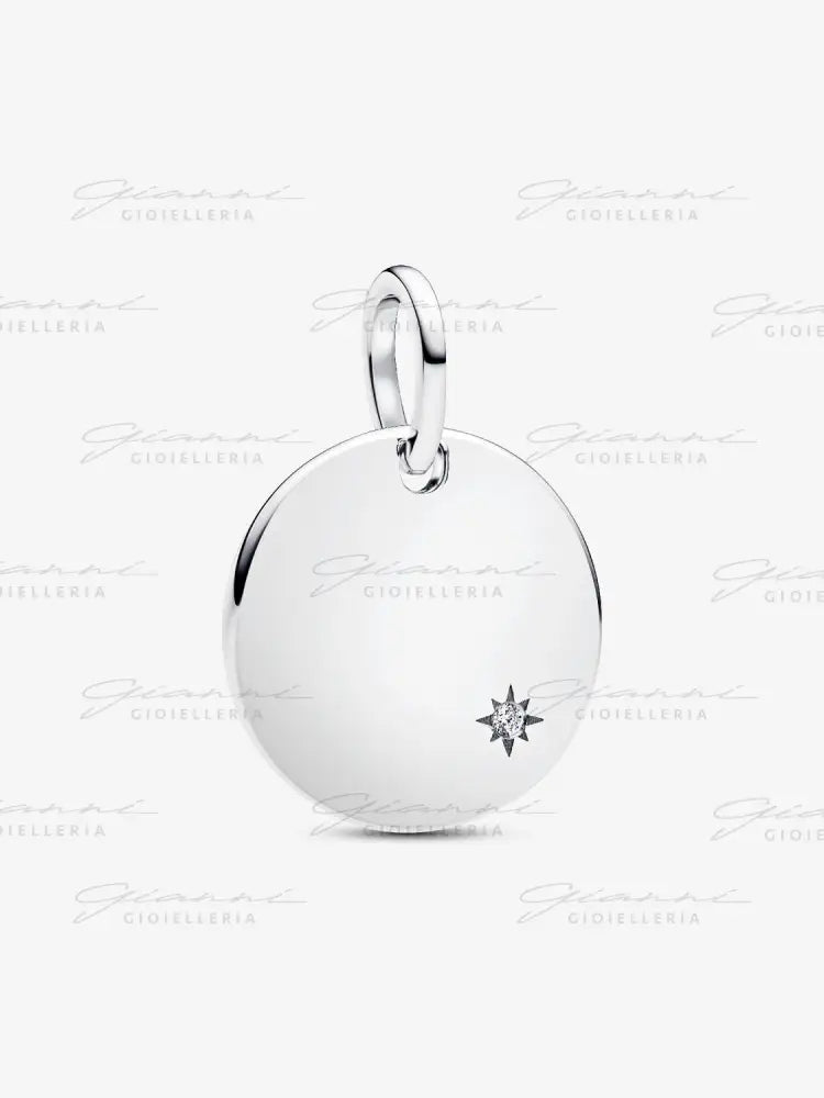 Charm Pandora - Pendente Medaglia con diamante creato in laboratorio da incidere Charm
