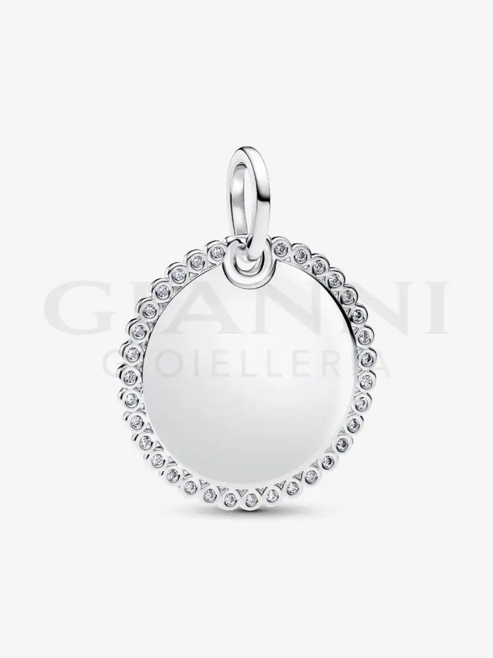 Charm Pandora - Pendente Medaglia Luminosa da incidere in Argento Charm