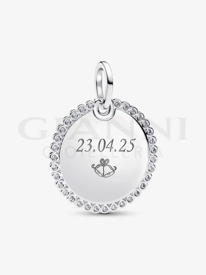 Charm Pandora - Pendente Medaglia Luminosa da incidere in Argento Charm