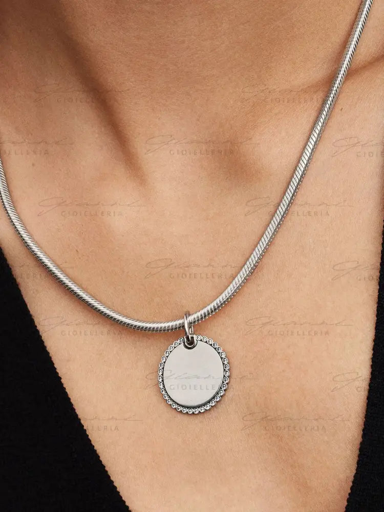 Charm Pandora - Pendente Medaglia Luminosa da incidere in Argento Charm