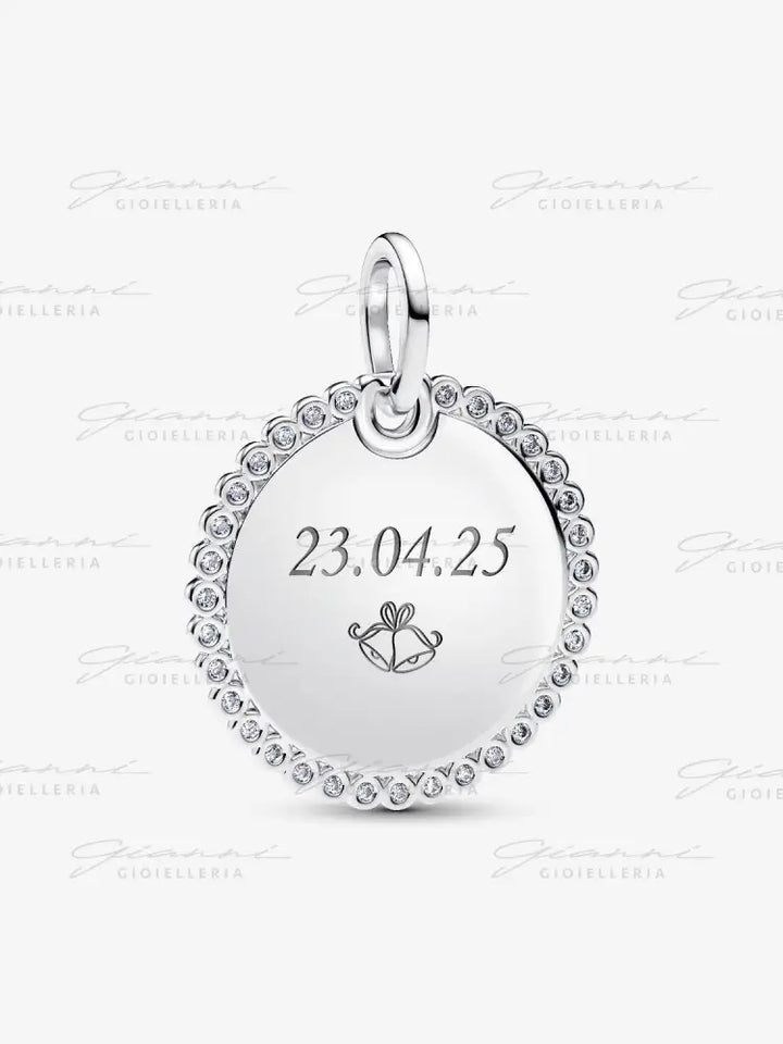 Charm Pandora - Pendente Medaglia Luminosa da incidere in Argento Charm