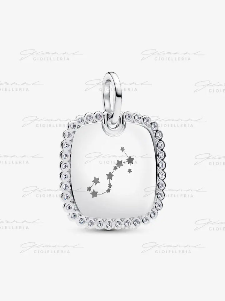 Charm Pandora - Pendente Medaglia Quadrata Luminosa da incidere in Argento Charm