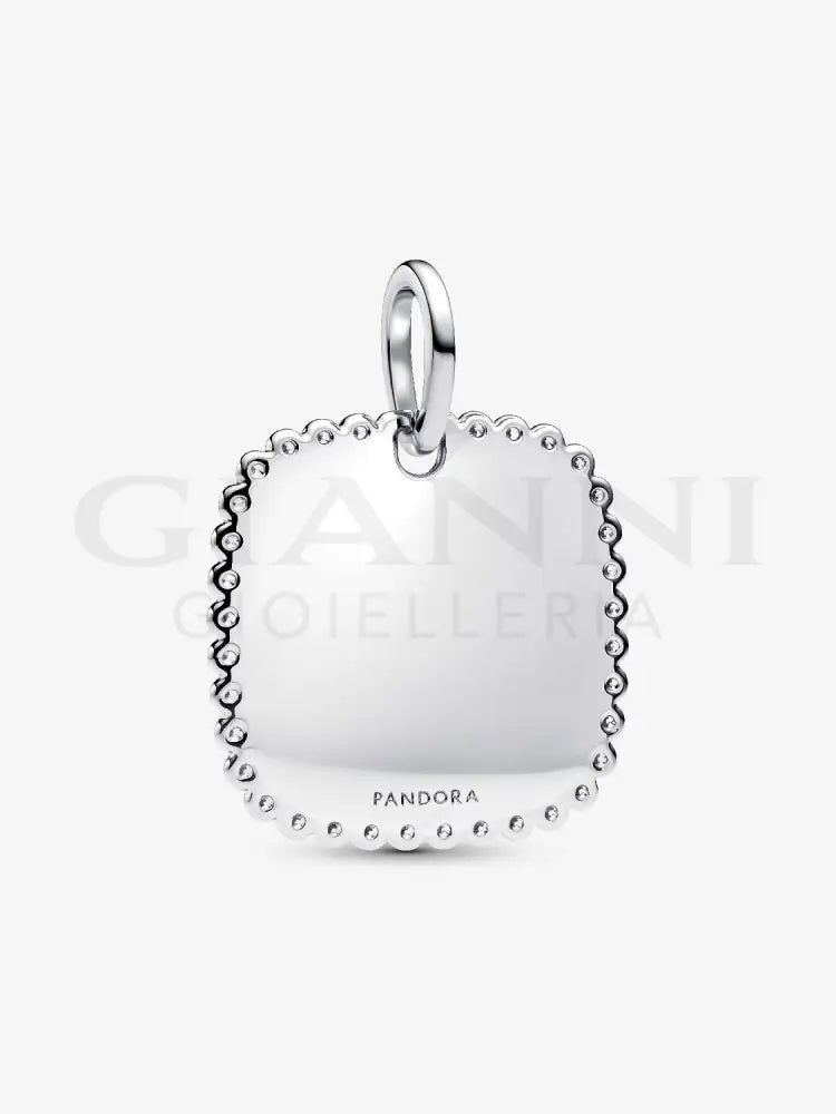Charm Pandora - Pendente Medaglia Quadrata Luminosa da incidere in Argento Charm