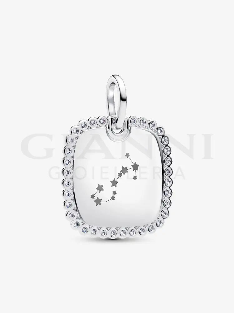 Charm Pandora - Pendente Medaglia Quadrata Luminosa da incidere in Argento Charm