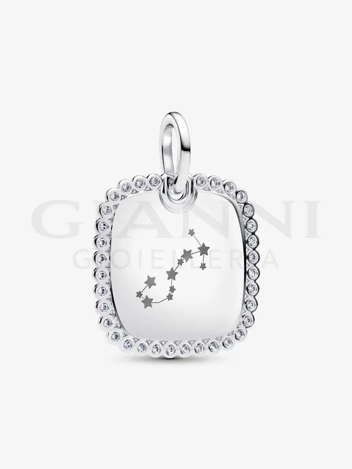 Charm Pandora - Pendente Medaglia Quadrata Luminosa da incidere in Argento Charm