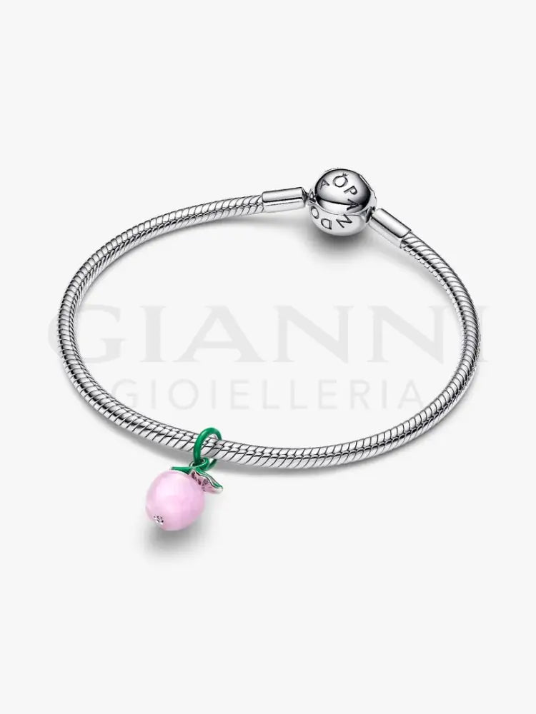 Charm Pandora - Pendente Mela Rosa Vetro di Murano - Charm