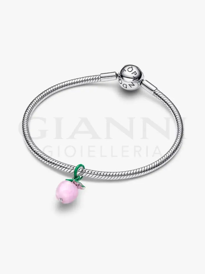 Charm Pandora - Pendente Mela Rosa Vetro di Murano - Charm