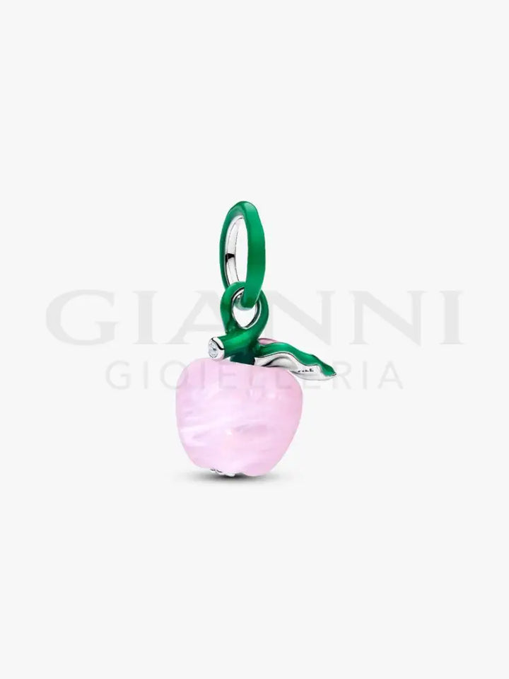 Charm Pandora - Pendente Mela Rosa Vetro di Murano - Charm