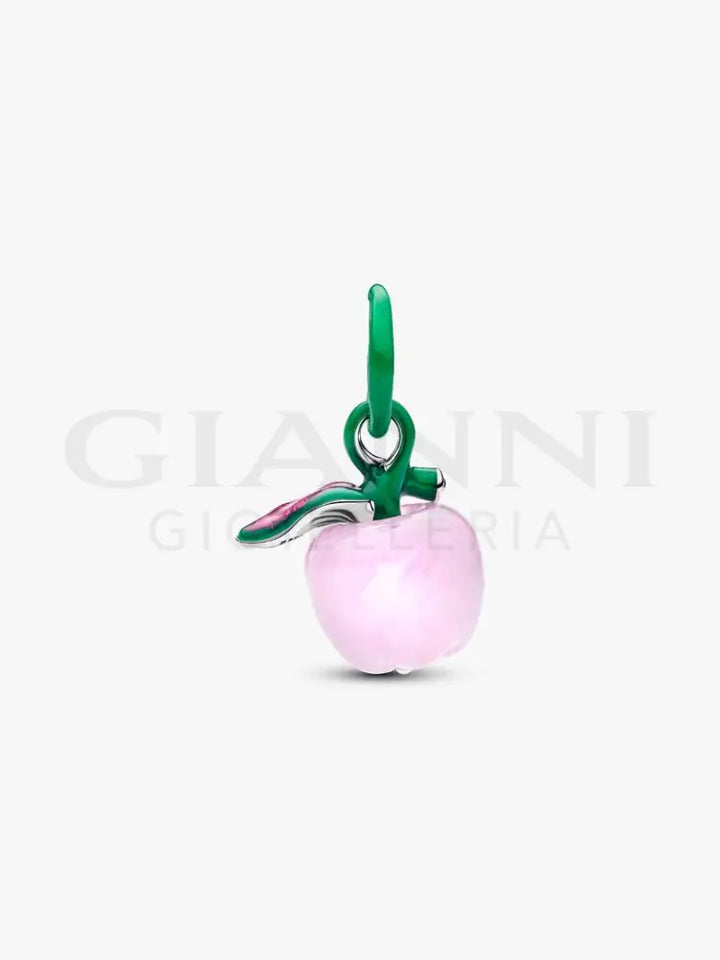 Charm Pandora - Pendente Mela Rosa Vetro di Murano - Charm