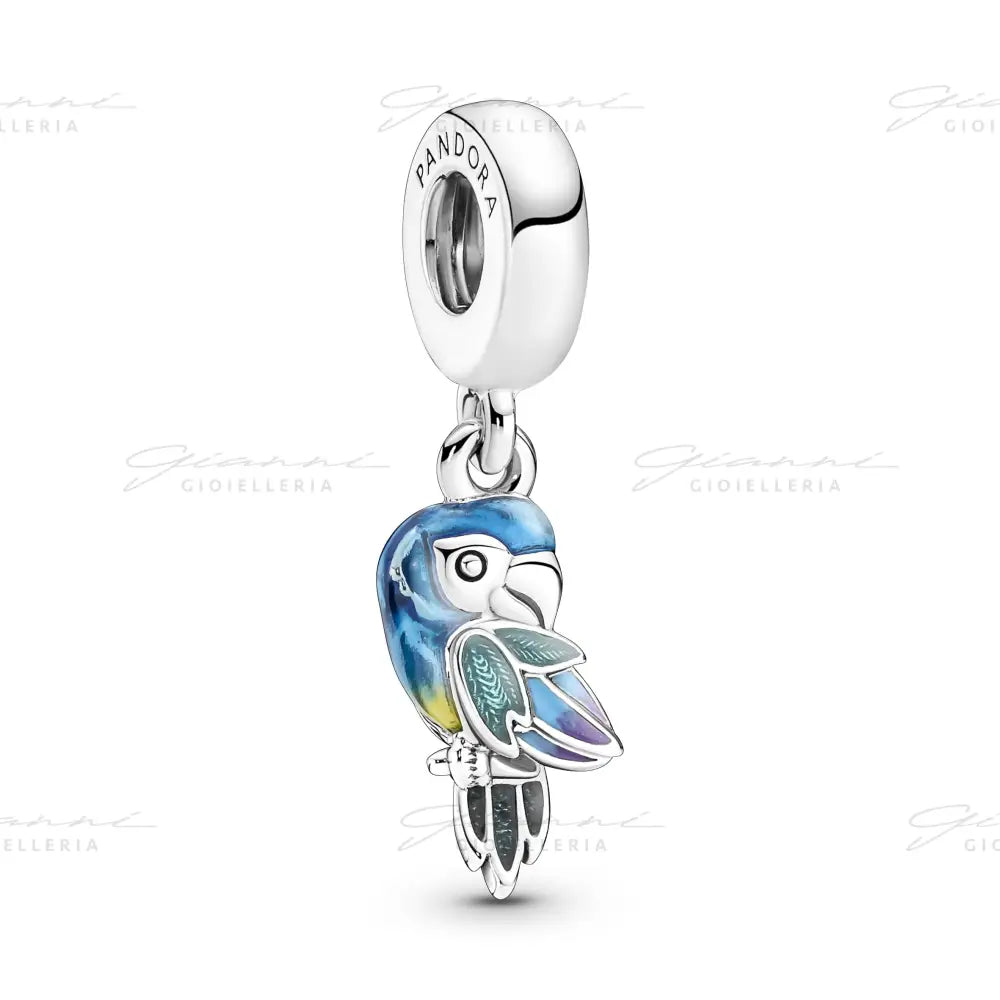 Charm Pandora - Pendente Pandora Pappagallo del Paradiso Rifinito a mano Charm