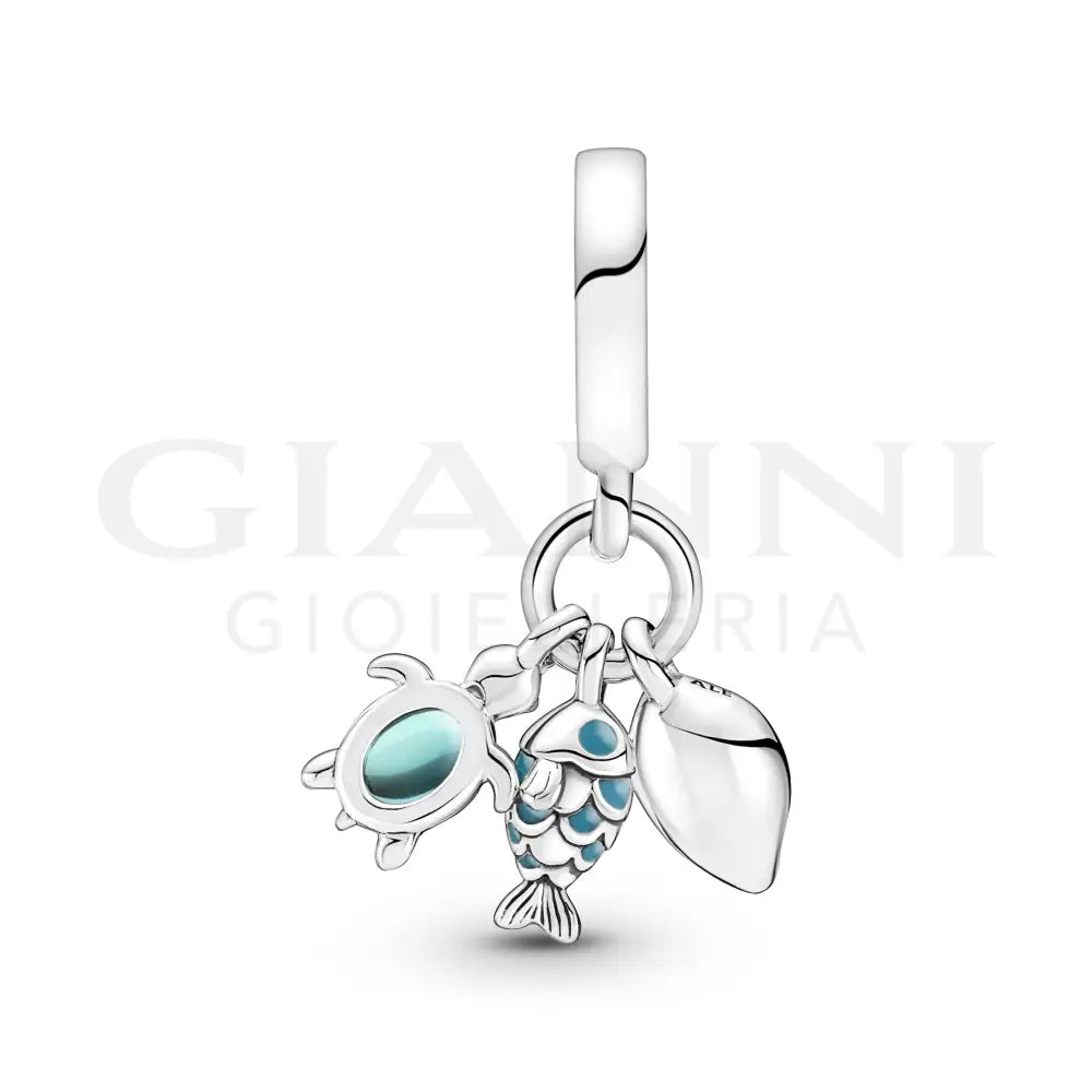 Charm Pandora - Pendente Pesciolino Tartaruga Marina e Conchiglia Charm