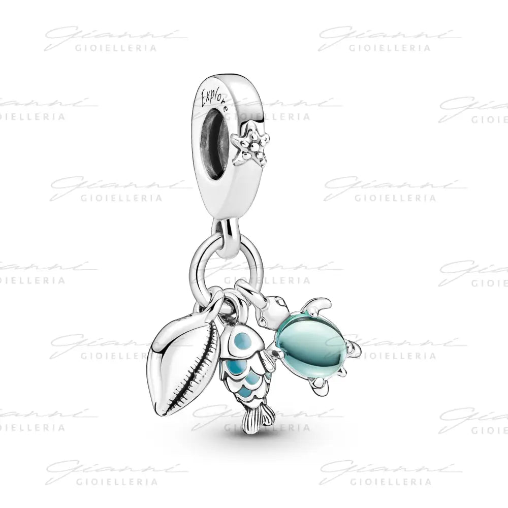 Charm Pandora - Pendente Pesciolino Tartaruga Marina e Conchiglia Charm