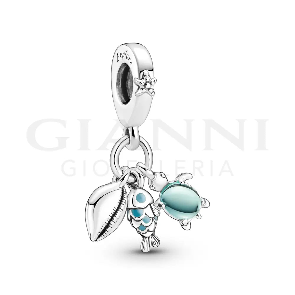 Charm Pandora - Pendente Pesciolino Tartaruga Marina e Conchiglia Charm