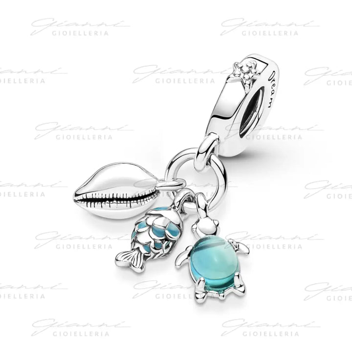 Charm Pandora - Pendente Pesciolino Tartaruga Marina e Conchiglia Charm