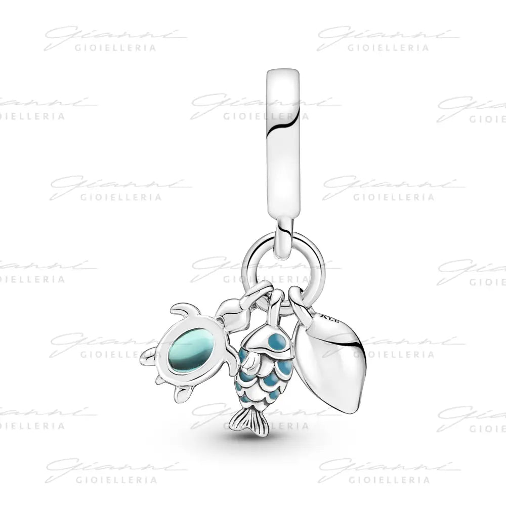 Charm Pandora - Pendente Pesciolino Tartaruga Marina e Conchiglia Charm