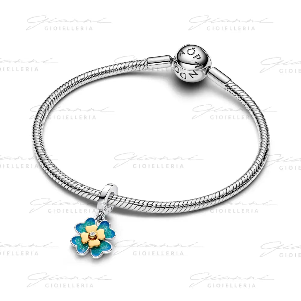 Charm Pandora - Pendente Quadrifoglio Girevole con diamante creato in laboratorio Charm
