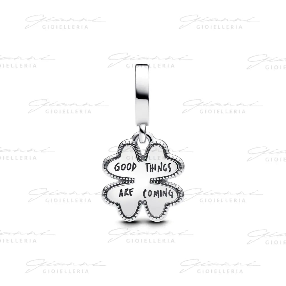Charm Pandora - Pendente Quadrifoglio Girevole con diamante creato in laboratorio Charm