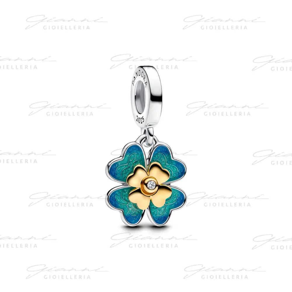 Charm Pandora - Pendente Quadrifoglio Girevole con diamante creato in laboratorio Charm