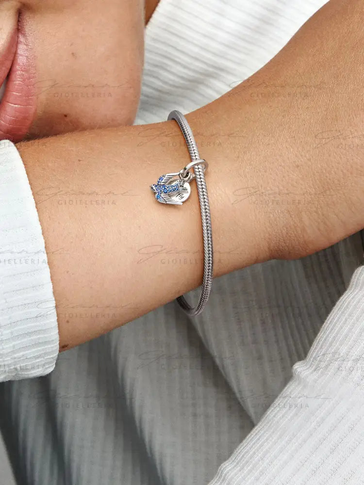 Charm Pandora - Pendente Rondine Pietre Blu Charm
