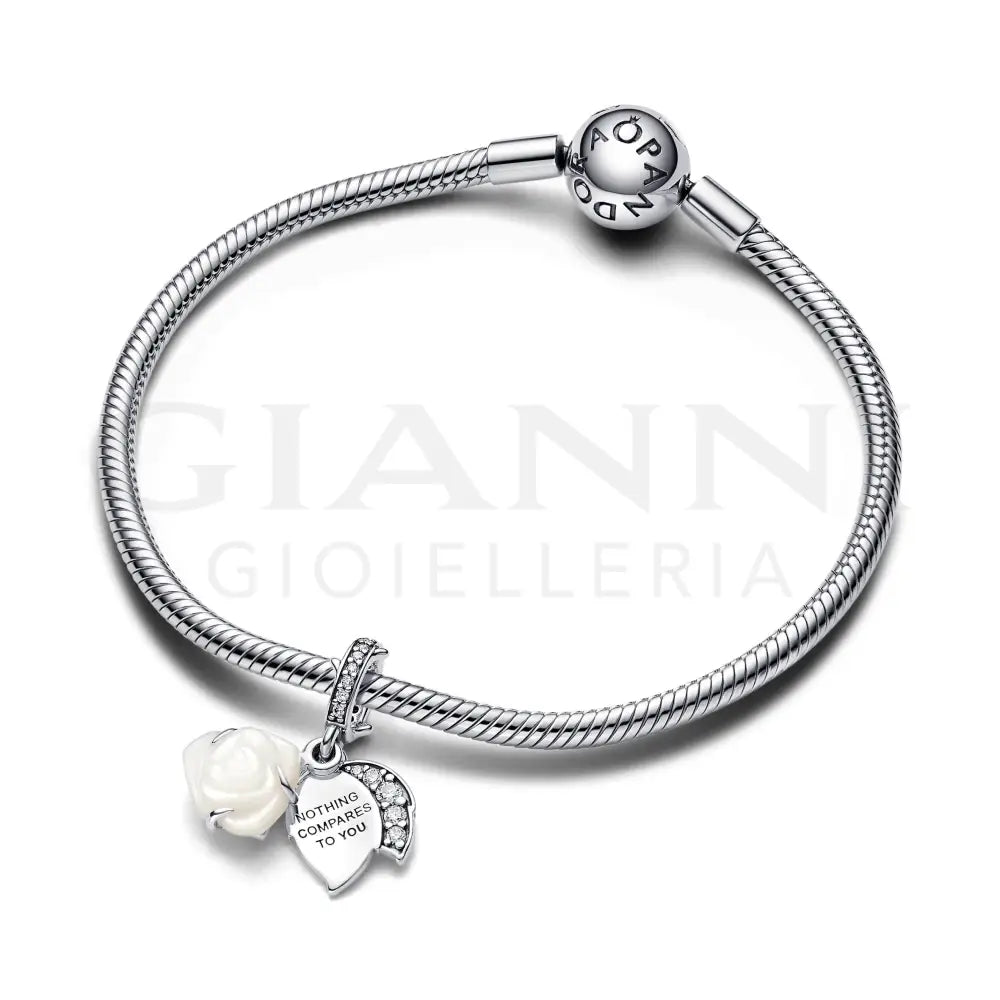 Charm Pandora - Pendente Rosa Bianca Charm