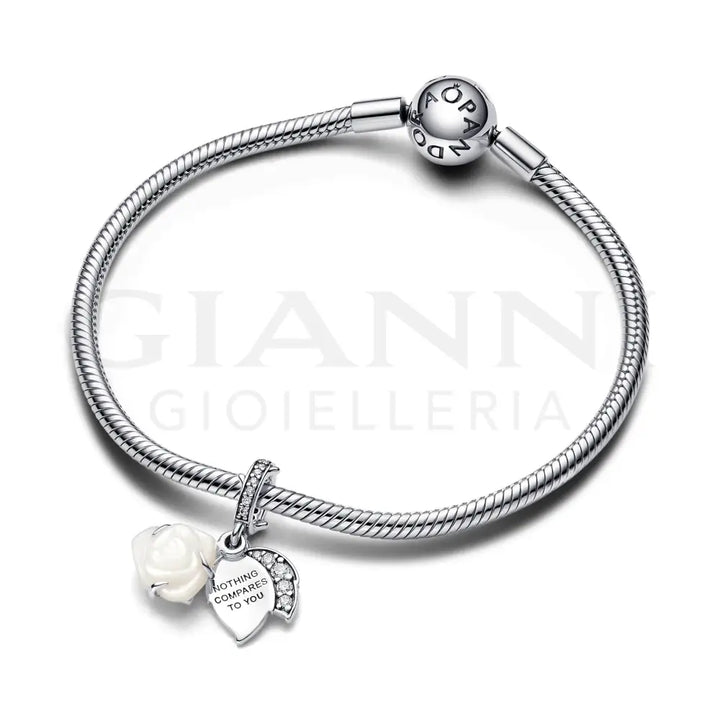 Charm Pandora - Pendente Rosa Bianca Charm