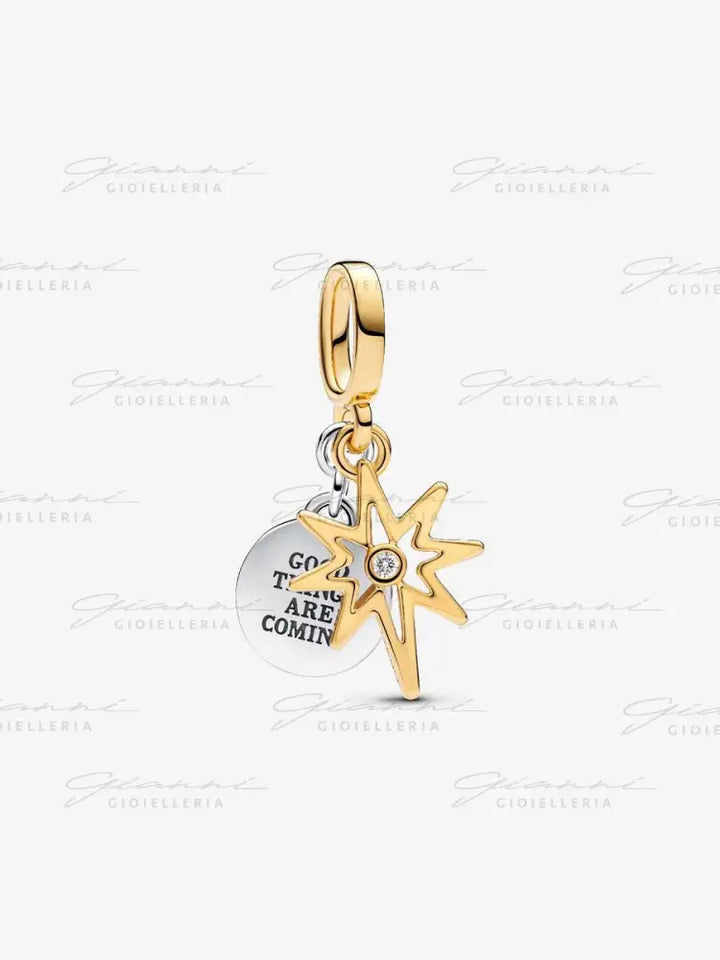 Charm Pandora - Pendente Stella Polare da incidere con diamante creato in laboratorio Charm