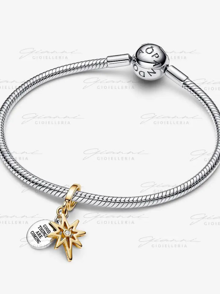 Charm Pandora - Pendente Stella Polare da incidere con diamante creato in laboratorio Charm