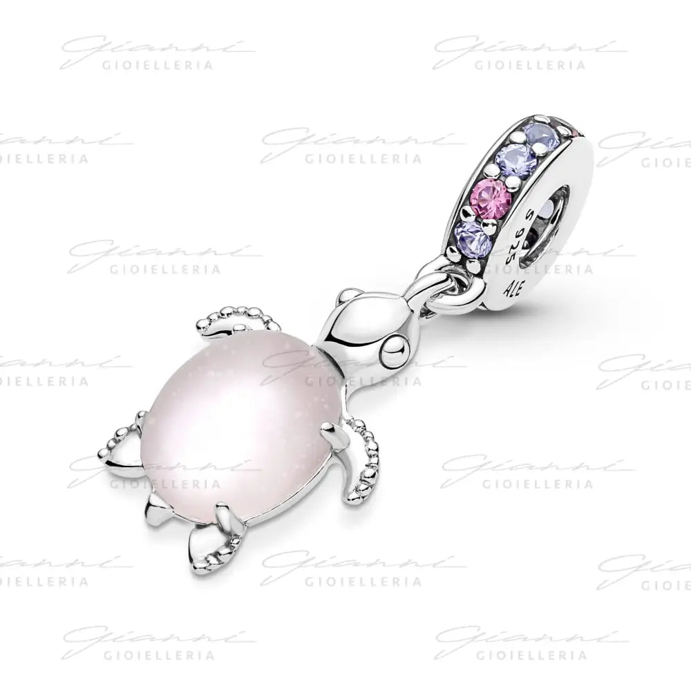 Charm Pandora - Pendente Tartaruga Marina Rosa Vetro di Murano Charm